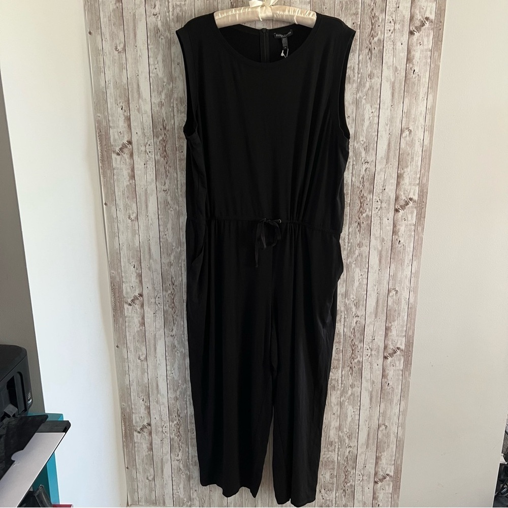 Eileen Fisher Black Tencel Jersey Jumpsuit Drawstring Waist New 2X - Picture 1 of 6